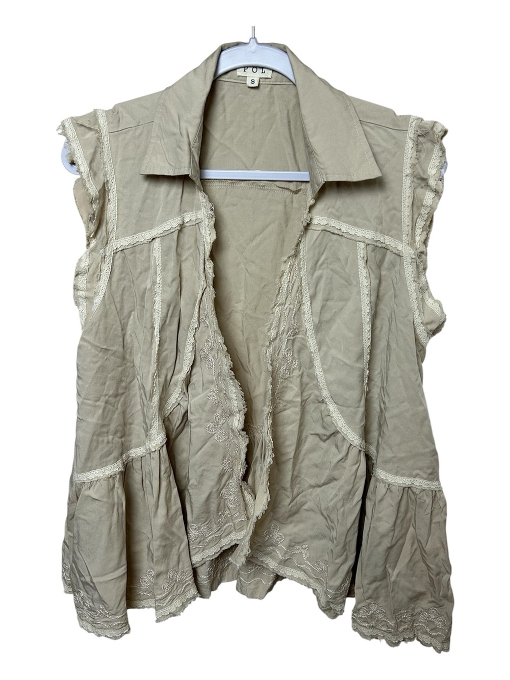 POL Y2K boho lace-trimmed layered whimisigoth cottagecore layering vest top